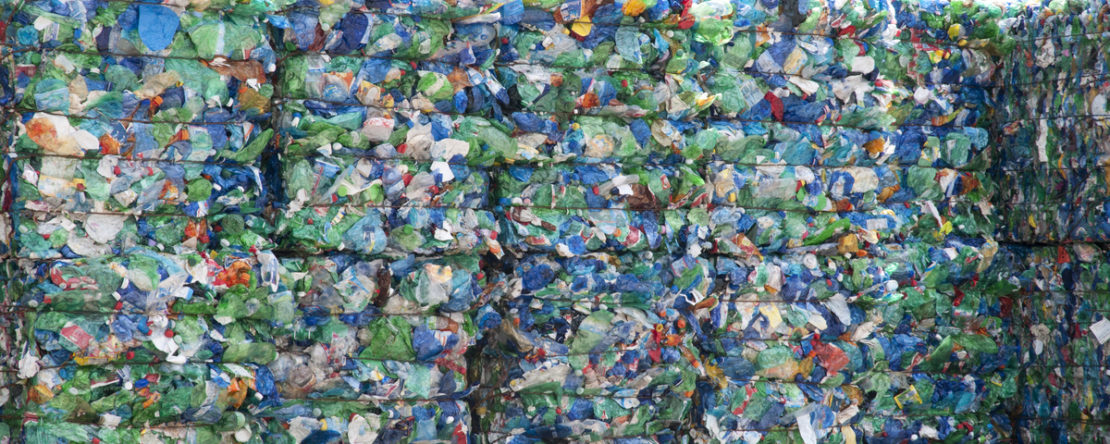 Plastic Waste Bales Ready for Recycling